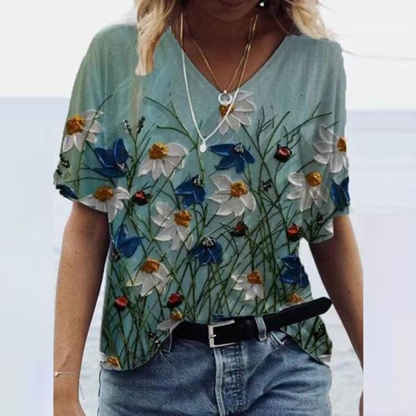 summer shirts women v-neck print short sleeves casual ladies clothing vintage soft comfortable loose womens t-shirts, White
summer shirts women v-neck print short sleeves casual ladies clothing vintage soft comfortable loose womens t-shirts, White