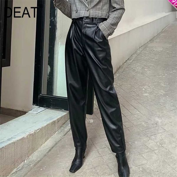 deat high waist pu leather autumn and winter fashion women clohtes full length pants female trousers wn90801l 211007, Black;white
deat high waist pu leather autumn and winter fashion women clohtes full length pants female trousers wn90801l 211007, Black;white