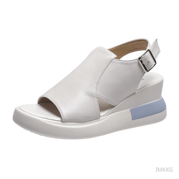 sandals thick-soled wedge women 2021 summer simple high-heeled fish mouth women's shoes soft leather high platform sandalias, Black
sandals thick-soled wedge women 2021 summer simple high-heeled fish mouth women's shoes soft leather high platform sandalias, Black