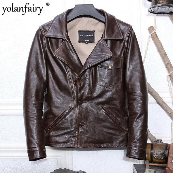 men's leather & faux 2021 genuine jacket men motorcycle 100% cowhide clothing vintage autumn casacos masculino pph1130, Black
men's leather & faux 2021 genuine jacket men motorcycle 100% cowhide clothing vintage autumn casacos masculino pph1130, Black