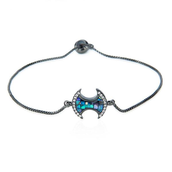 link, chain 2021 european and american style axe adjustable micro inlaid scallop women's bracelet, Black
link, chain 2021 european and american style axe adjustable micro inlaid scallop women's bracelet, Black