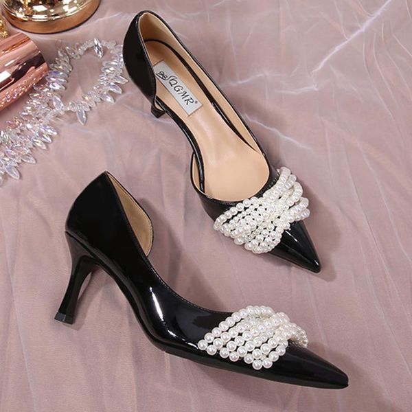 dress shoes 7cm high heels woman patent leather d'orsay open side ladies work string beaded pumps bridal wedding, Black
dress shoes 7cm high heels woman patent leather d'orsay open side ladies work string beaded pumps bridal wedding, Black