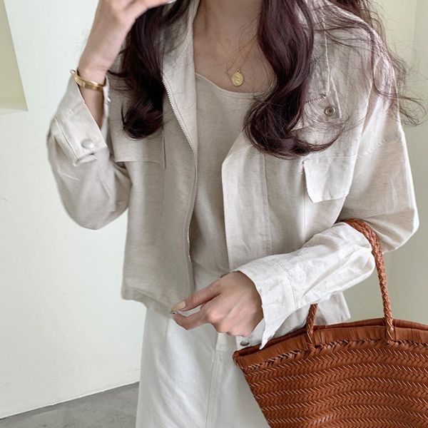 women's jackets women spring autumn linen oversize short jacket coat 2021 stand collar zipper outwear drawstring coats drop, Black;brown
women's jackets women spring autumn linen oversize short jacket coat 2021 stand collar zipper outwear drawstring coats drop, Black;brown