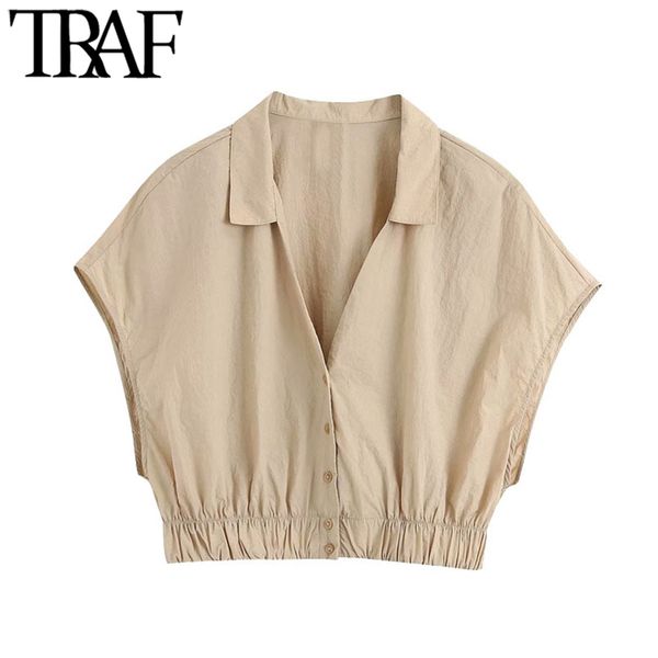 traf women fashion button-up cozy cropped blouses vintage sleeveless elastic hem female shirts blusas chic 210415, White
traf women fashion button-up cozy cropped blouses vintage sleeveless elastic hem female shirts blusas chic 210415, White