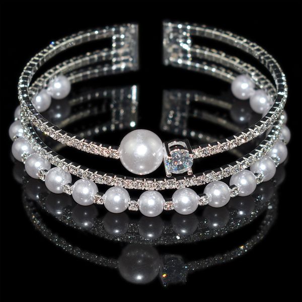 aousix fashion zircon pearl rhinestone silver plated open bangle women wedding bracelets jewelry gifts bracelet q0719, Black
aousix fashion zircon pearl rhinestone silver plated open bangle women wedding bracelets jewelry gifts bracelet q0719, Black