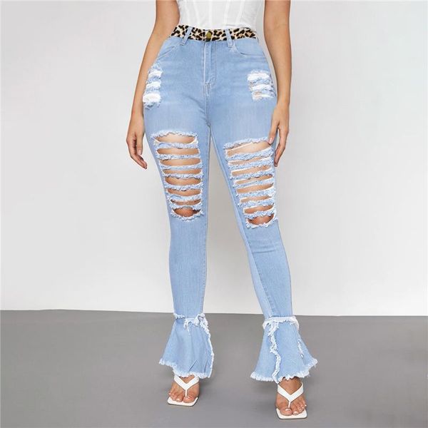 women's jeans leopard patchwork ripped flared women high waist denim trousers hole cut out streetwear pants boot, Blue
women's jeans leopard patchwork ripped flared women high waist denim trousers hole cut out streetwear pants boot, Blue