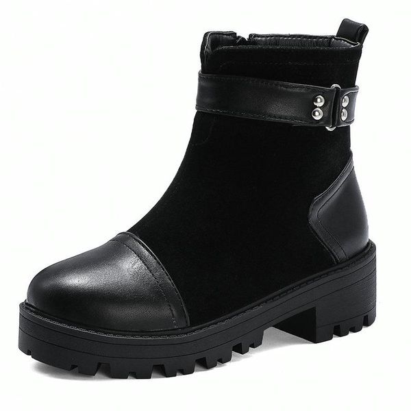 boots women fashion square low heel round toe autumn winter ankle zipper flock splicing pu leather knight, Black
boots women fashion square low heel round toe autumn winter ankle zipper flock splicing pu leather knight, Black