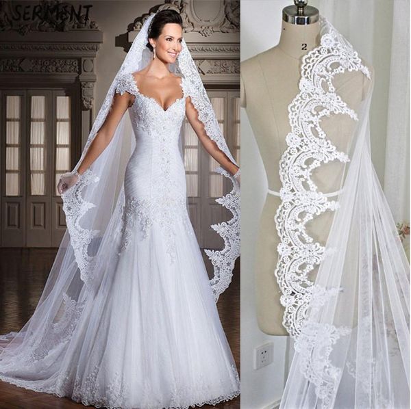 bridal veils lace flower veil europe and america classic cathedral long wholesale, Black