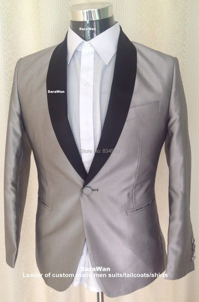men's suits & blazers custom made to measure shawl collared suits, silver grey tuxedo black lapel, bespoke wedding for men, White;black
men's suits & blazers custom made to measure shawl collared suits, silver grey tuxedo black lapel, bespoke wedding for men, White;black