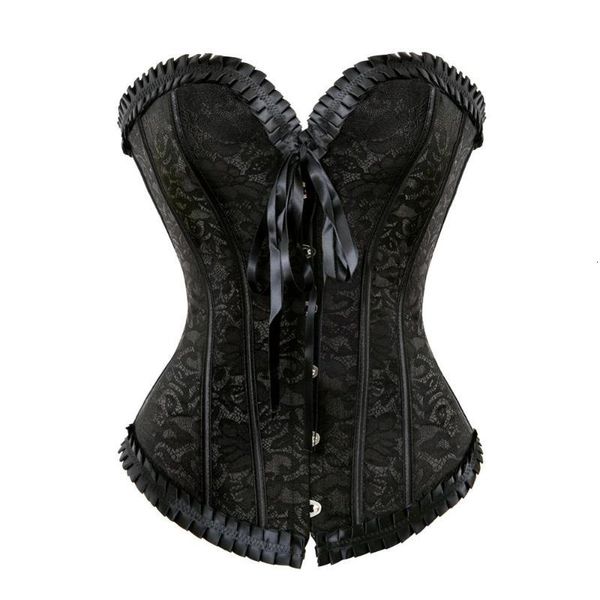 bustiers & corsets women satin floral overbust corset victorian lace overlay vintage bustier lingerie plus size 26fi, Black;white 
bustiers & corsets women satin floral overbust corset victorian lace overlay vintage bustier lingerie plus size 26fi, Black;white