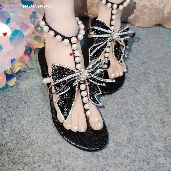 pearl bow t-strap sandals flip-toe open-toe women's shoes square toe dream 2021 summer girl style slippers, Black
pearl bow t-strap sandals flip-toe open-toe women's shoes square toe dream 2021 summer girl style slippers, Black