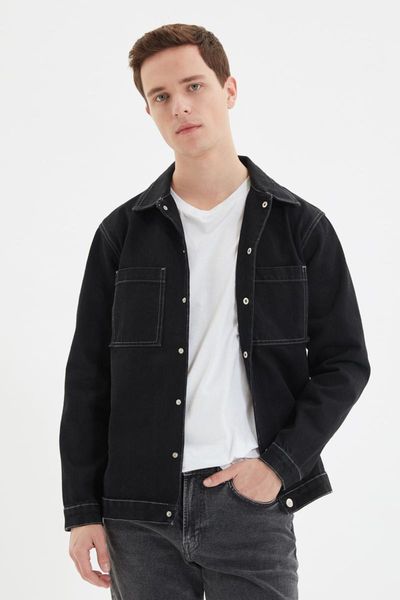 men's jackets trendyol men 's regular fit double pockets contrast stitching denim shirt jacket tmnaw22ce0011, Black;brown
men's jackets trendyol men 's regular fit double pockets contrast stitching denim shirt jacket tmnaw22ce0011, Black;brown