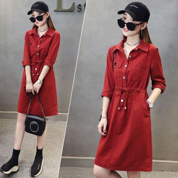 casual dresses women autumn embroidery dress long lapel tie elegant button, Black;gray
casual dresses women autumn embroidery dress long lapel tie elegant button, Black;gray