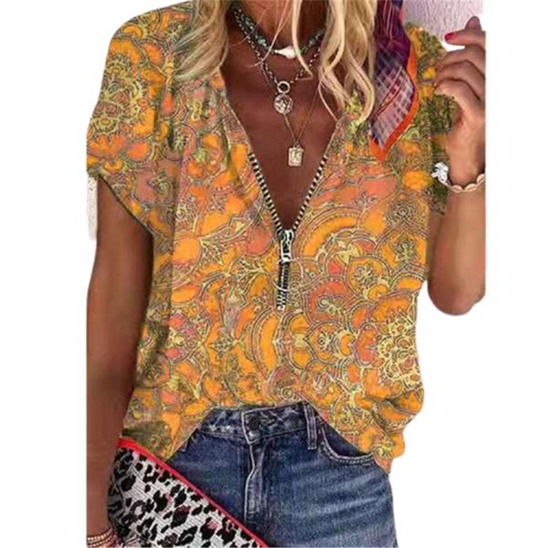 women's blouses & shirts v-neck zipper summer women blouse casual short sleeve shirt print loose lady plus size 5xl female, White
women's blouses & shirts v-neck zipper summer women blouse casual short sleeve shirt print loose lady plus size 5xl female, White