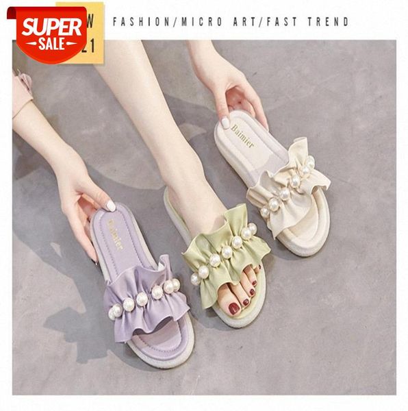net red pearl slippers female outer wear super wild sandals ins trend #os3c, Black
net red pearl slippers female outer wear super wild sandals ins trend #os3c, Black
