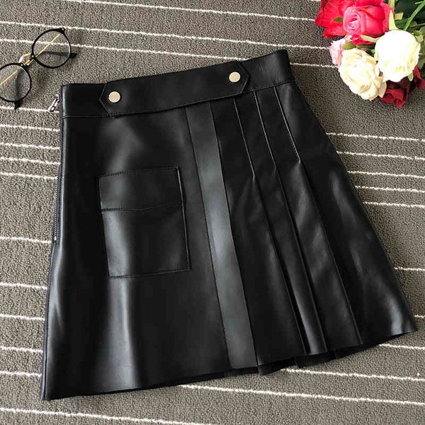 skirts design of brands women's leather 2021 autumn/winter high-waist real pleated a861, Black
skirts design of brands women's leather 2021 autumn/winter high-waist real pleated a861, Black
