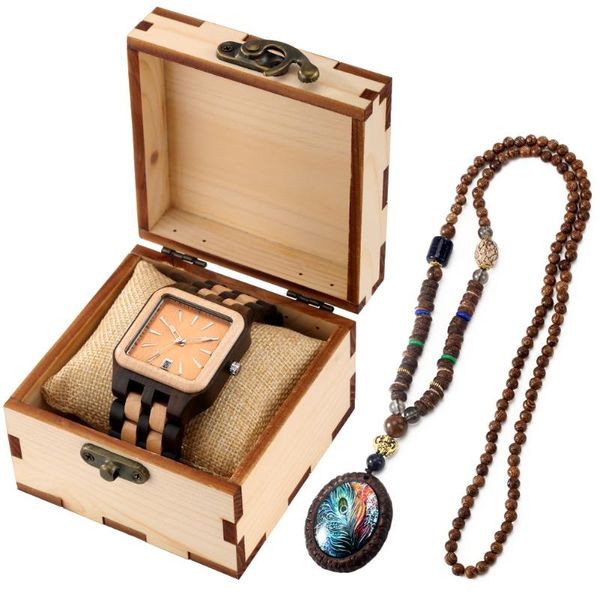 wristwatches luxury wooden quartz wristwatch gift box fashion men square calendar wood watch with vintage bead necklace set 2021 for husband, Slivery;brown
wristwatches luxury wooden quartz wristwatch gift box fashion men square calendar wood watch with vintage bead necklace set 2021 for husband, Slivery;brown