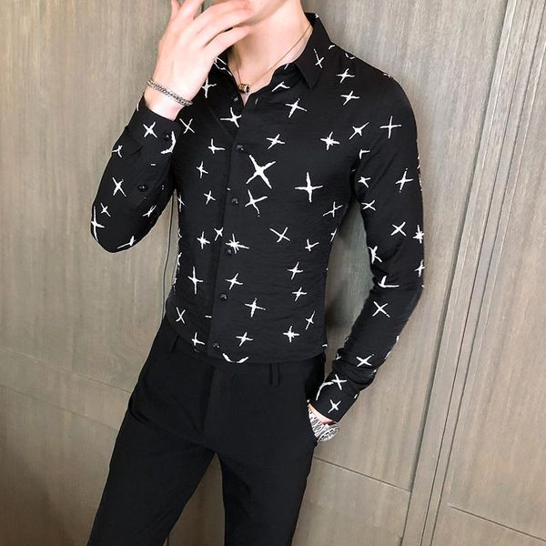 british style chemise homme fashion 2021 digital print long sleeve shirts for men clothing business formal wear 3xl men's casua, White;black
british style chemise homme fashion 2021 digital print long sleeve shirts for men clothing business formal wear 3xl men's casua, White;black
