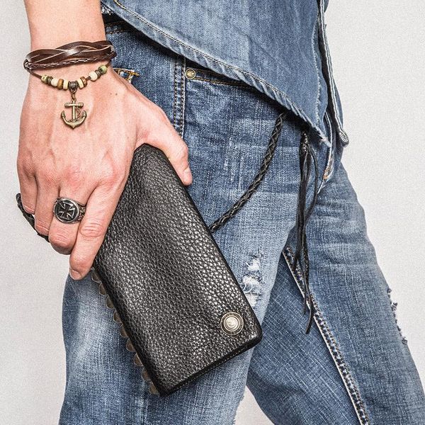 studded wallet, men's long leather zipper first layer cowhide creative trend wallet wallets, Red;black
studded wallet, men's long leather zipper first layer cowhide creative trend wallet wallets, Red;black