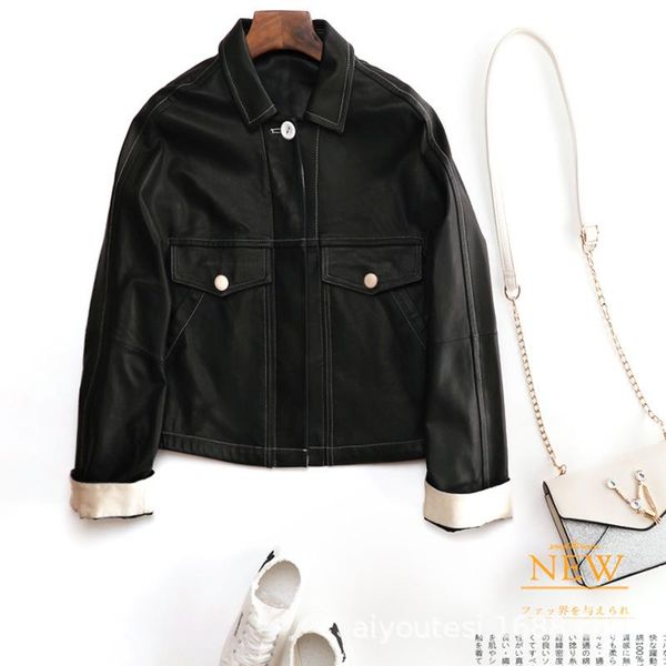women's leather & faux sheep skin dress female autumn and winter ribbon women's wear jacket women, Black
women's leather & faux sheep skin dress female autumn and winter ribbon women's wear jacket women, Black