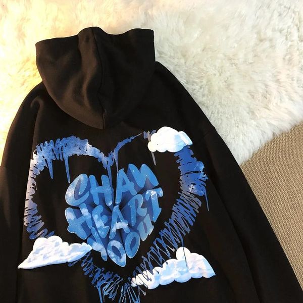 women's hoodies & sweatshirts heart-shaped letter zip-up hoodie women hip hop streetwear vintage clothes pullover oversized casual loos, Black
women's hoodies & sweatshirts heart-shaped letter zip-up hoodie women hip hop streetwear vintage clothes pullover oversized casual loos, Black