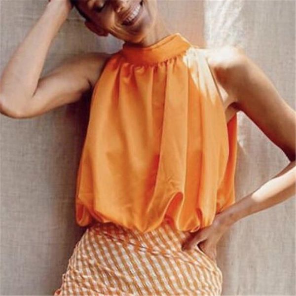 women blouses solid crop ladies shirts halter sleeveless womens clothing summer female 2021 women's &, White
women blouses solid crop ladies shirts halter sleeveless womens clothing summer female 2021 women's &, White