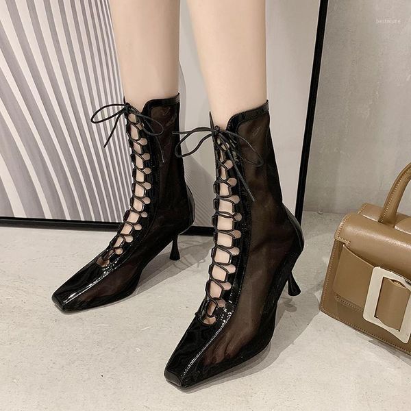 dress shoes female pumps square heel ankle boots stiletto lace up high sandals woman breathable mesh women 20211, Black
dress shoes female pumps square heel ankle boots stiletto lace up high sandals woman breathable mesh women 20211, Black