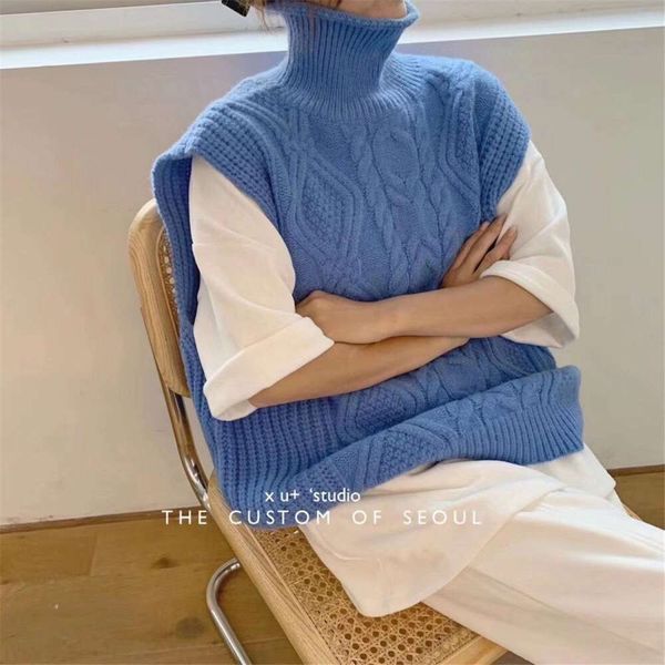 autumn winter twist high neck knitted vest women fold loose waistcoat wool sweater, White
autumn winter twist high neck knitted vest women fold loose waistcoat wool sweater, White