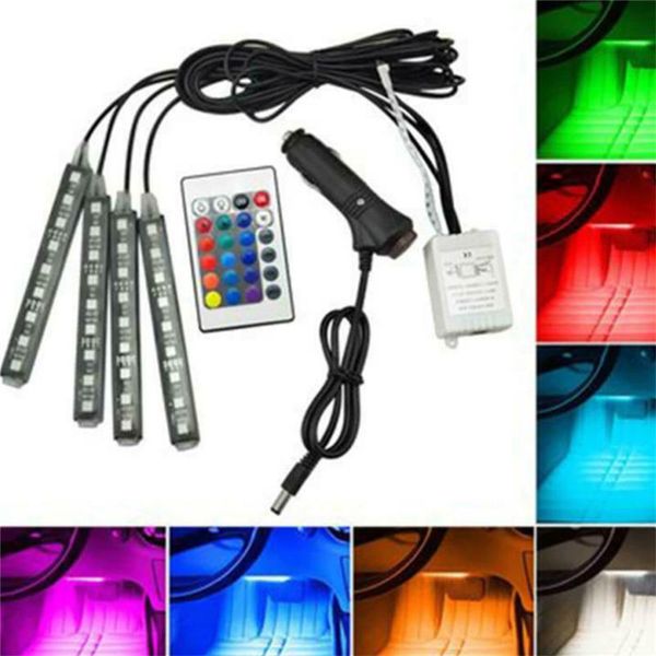strips led strip 12v car interior rgb lights foot atmosphere light remote control lamparas 40nov5