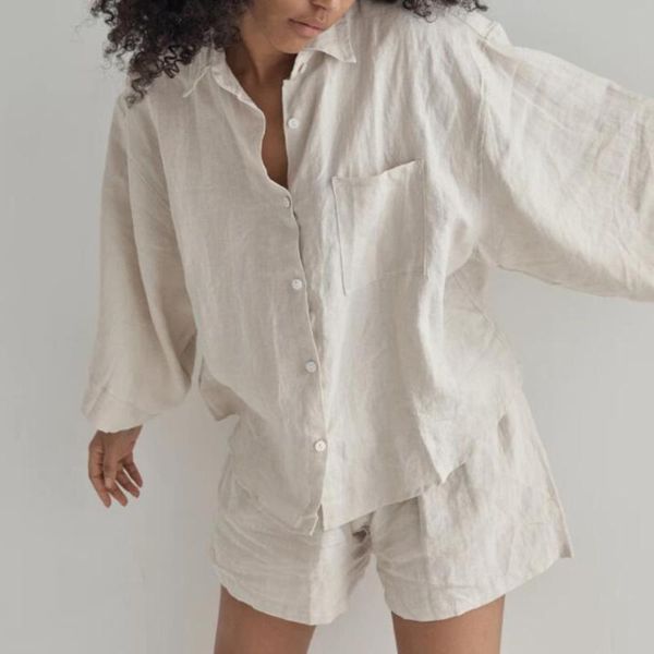 women's tracksuits boozrey summer two piece set women 2021 cotton shorts sets vintage long sleeve oversized shirt high waist loose, Gray
women's tracksuits boozrey summer two piece set women 2021 cotton shorts sets vintage long sleeve oversized shirt high waist loose, Gray