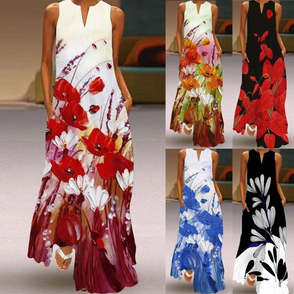 casual dresses 2021 vintage floral print long dress women v neck loose plus size summer sleeveless female beach maxi, Black;gray
casual dresses 2021 vintage floral print long dress women v neck loose plus size summer sleeveless female beach maxi, Black;gray