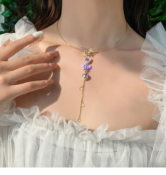 chains purple butterfly necklace xiaoman waist clavicle chain sweet girl heart tassel adjustable ins cold wind, Silver
chains purple butterfly necklace xiaoman waist clavicle chain sweet girl heart tassel adjustable ins cold wind, Silver