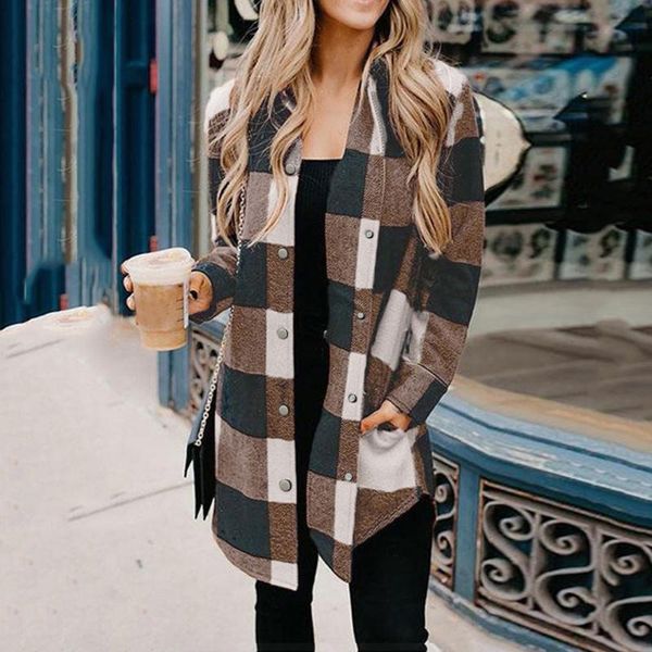 women's jackets 2021 autumn arrival jacket elegant plaid button open front long shirt sleeved coat fashion casual outerwear, Black;brown
women's jackets 2021 autumn arrival jacket elegant plaid button open front long shirt sleeved coat fashion casual outerwear, Black;brown