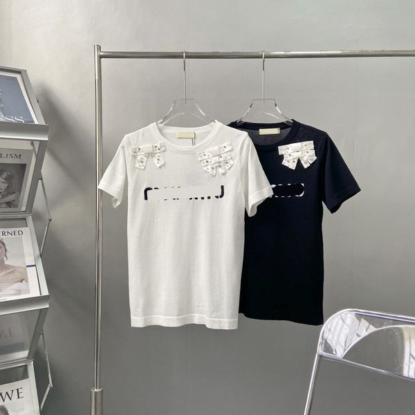 design clothing rhinestone bow embroidered letter knitted t-shirt slim fit girls half sleeve breathable heavy craft live broadcast, White
design clothing rhinestone bow embroidered letter knitted t-shirt slim fit girls half sleeve breathable heavy craft live broadcast, White