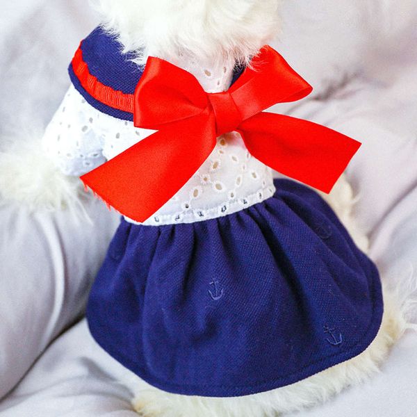 the dog clothes pet spring and summer big bow sailor skirt thin breathable hollow out teddy dog dress
the dog clothes pet spring and summer big bow sailor skirt thin breathable hollow out teddy dog dress
