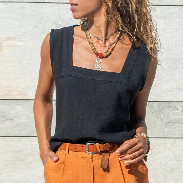 women's blouses & shirts fashion sleeveless solid female shirt summer elegant square collar vest blouse 2021 casual loose women pullov, White
women's blouses & shirts fashion sleeveless solid female shirt summer elegant square collar vest blouse 2021 casual loose women pullov, White