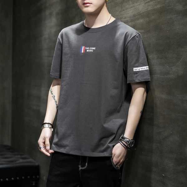 short sleeve t-shirt men's 2021 summer new korean loose casual men's large round neck shirt, White;black
short sleeve t-shirt men's 2021 summer new korean loose casual men's large round neck shirt, White;black
