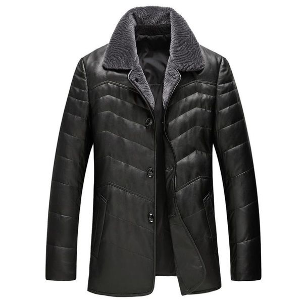 men's leather & faux genuine jacket men sheepskin wool fur collar coat winter plus size outwear gsj8328b mf051, Black
men's leather & faux genuine jacket men sheepskin wool fur collar coat winter plus size outwear gsj8328b mf051, Black