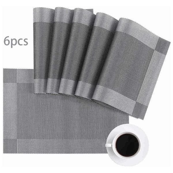 6pack placemats, heat-resistant place mats stain resistant anti-skid washable pvc table woven placemats (gray) & pads
6pack placemats, heat-resistant place mats stain resistant anti-skid washable pvc table woven placemats (gray) & pads