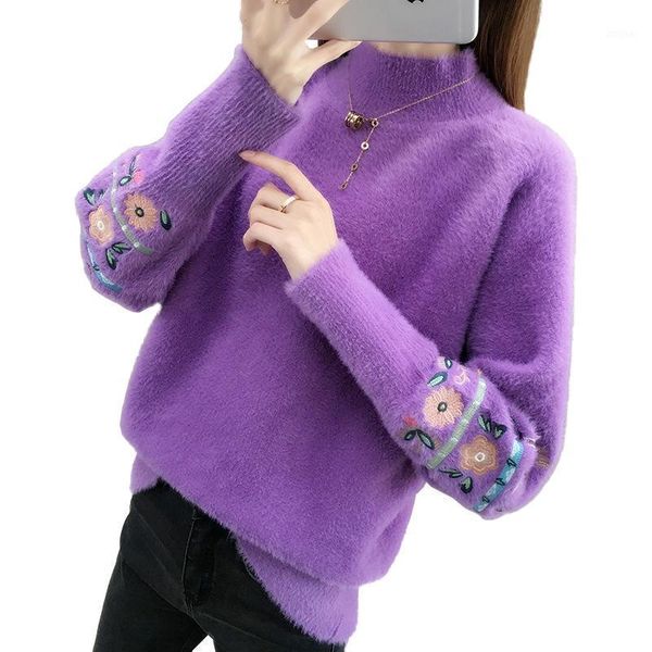 mink velvet knitted sweaters women 2021 autumn winter korean embroidery pullover female plus size thicken women's, White;black
mink velvet knitted sweaters women 2021 autumn winter korean embroidery pullover female plus size thicken women's, White;black
