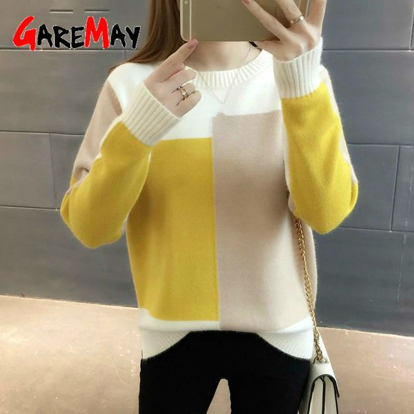 autumn women sweater pullover fashion colorblock o-neck loose knit bottom large size clothing 210428, White;black
autumn women sweater pullover fashion colorblock o-neck loose knit bottom large size clothing 210428, White;black