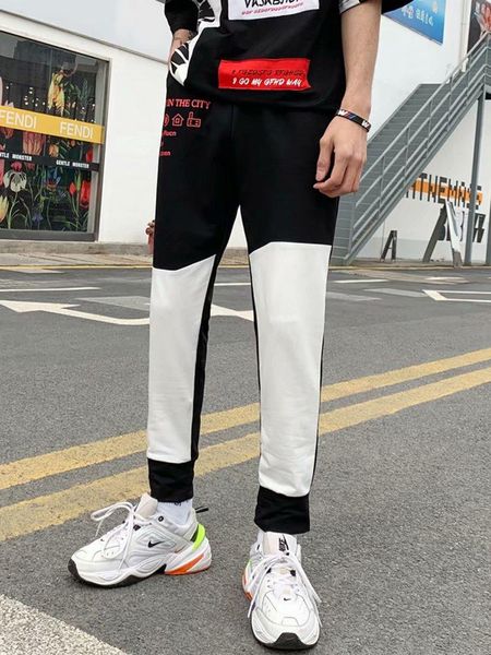 men's pants casual fashion hip hop loose splice color cotton trousers jogging elastic waist street attire sweatpants men, Black
men's pants casual fashion hip hop loose splice color cotton trousers jogging elastic waist street attire sweatpants men, Black
