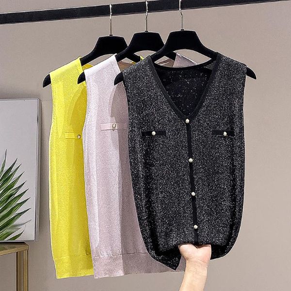 women's tanks & camis fashion korean knitted glitter v-neck sleeveless baggy black pink white flash button tank summer clothes for
women's tanks & camis fashion korean knitted glitter v-neck sleeveless baggy black pink white flash button tank summer clothes for