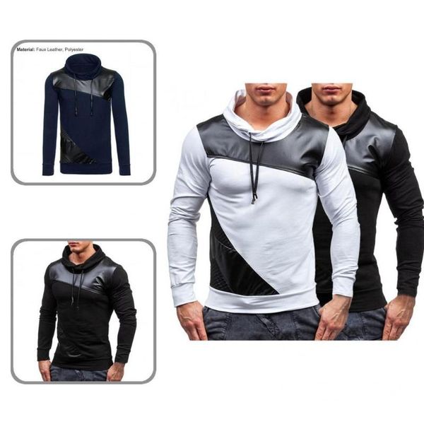 men's sweaters faux leather fabulous high collar casual quick dry male sweatshirt spring soft for work, White;black
men's sweaters faux leather fabulous high collar casual quick dry male sweatshirt spring soft for work, White;black