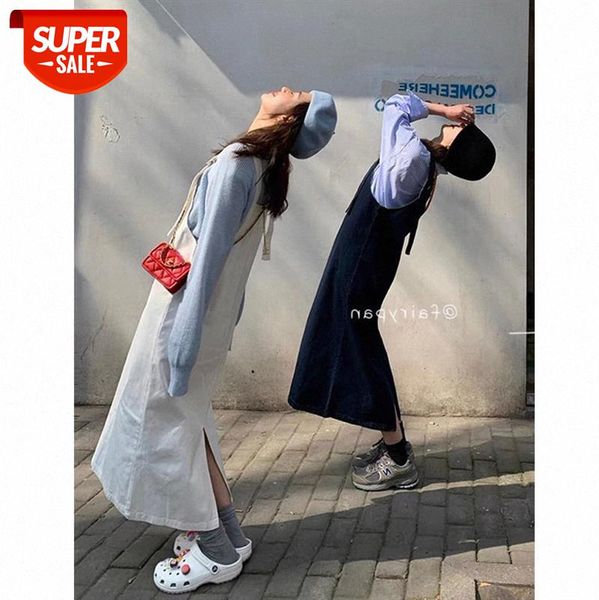 temperament retro age-reducing denim strap dress women's korean long a-line suspender #9v0h, White;black
temperament retro age-reducing denim strap dress women's korean long a-line suspender #9v0h, White;black