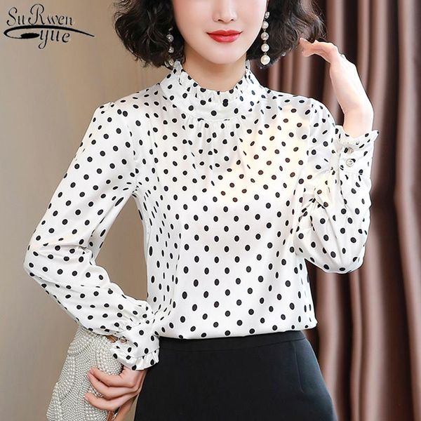 women's blouses & shirts 2021 long sleeve polka dot women autumn fashion casual stand collar blusas 10589, White
women's blouses & shirts 2021 long sleeve polka dot women autumn fashion casual stand collar blusas 10589, White