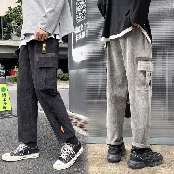 men's pants large size cotton corduroy clothing soft washed style loose straight tube trousers male overalls young school, Black
men's pants large size cotton corduroy clothing soft washed style loose straight tube trousers male overalls young school, Black