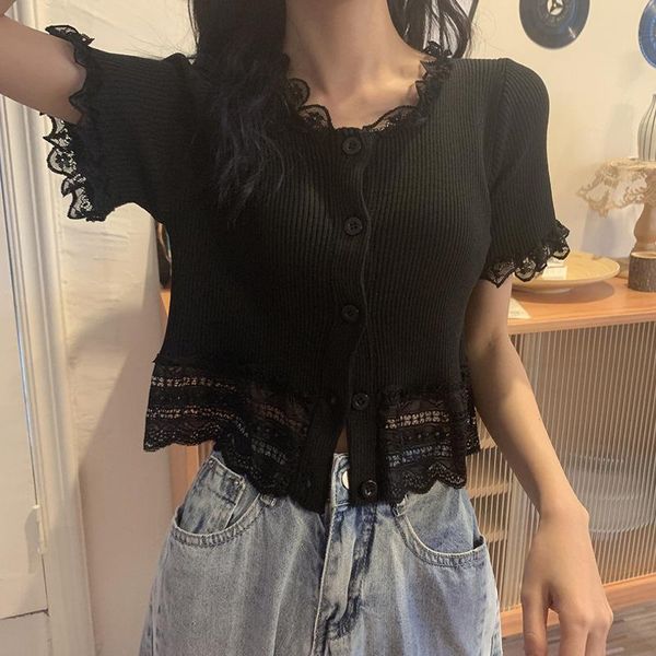 women's t-shirt v neck lace button t-shirts summer fashion short sleeve slim patchwork knitted tee wdc6545, White
women's t-shirt v neck lace button t-shirts summer fashion short sleeve slim patchwork knitted tee wdc6545, White