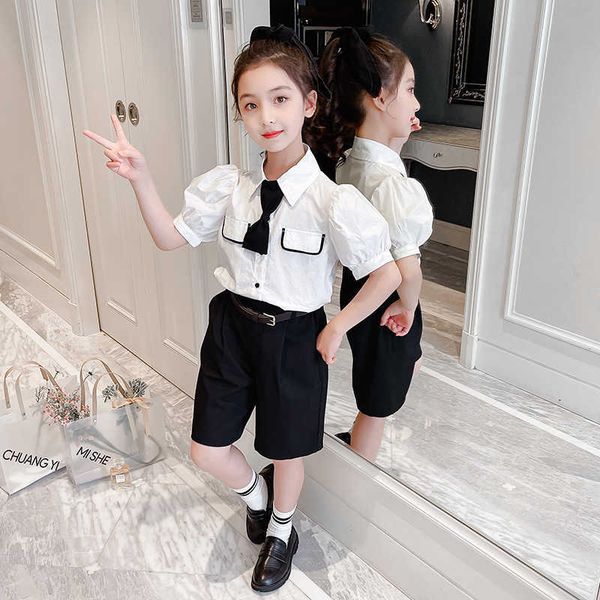 fashion toddler girl clothes set white blouse shirt and black short children clothing sets 2 pcs summer boutique kids clothing 210715
fashion toddler girl clothes set white blouse shirt and black short children clothing sets 2 pcs summer boutique kids clothing 210715