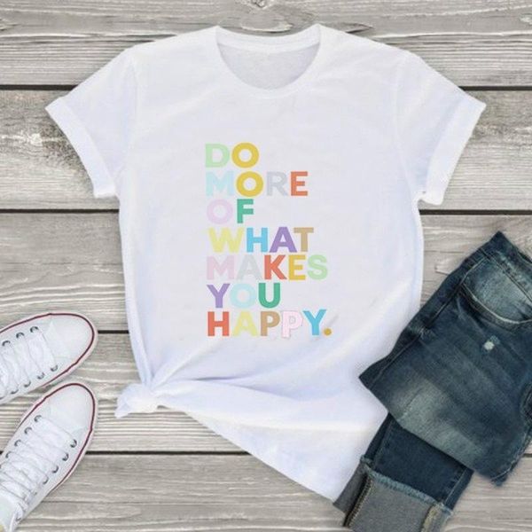 women's t-shirt do more make you happy letter print loose tshirt summer women tee shirt camisetas mujer t short sleeve o neck, White
women's t-shirt do more make you happy letter print loose tshirt summer women tee shirt camisetas mujer t short sleeve o neck, White